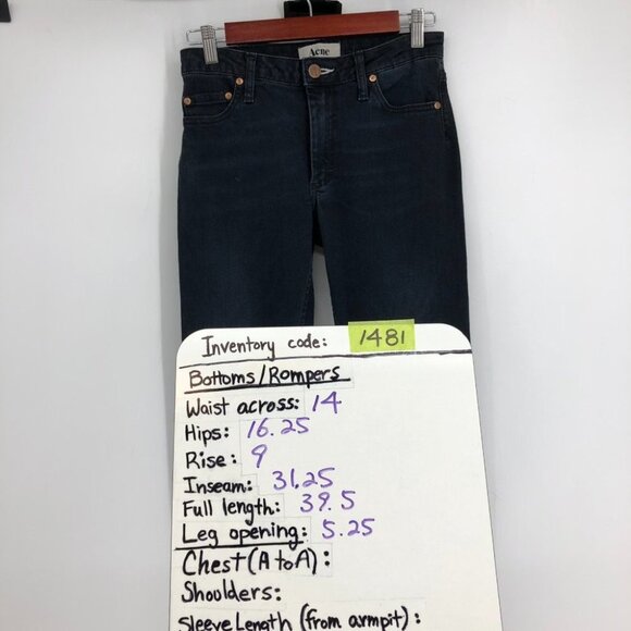 Acne Flex Basement Jeans Dark  Indigo Blue Mid Rise Denim Skinny size 28 Tall - Picture 8 of 14